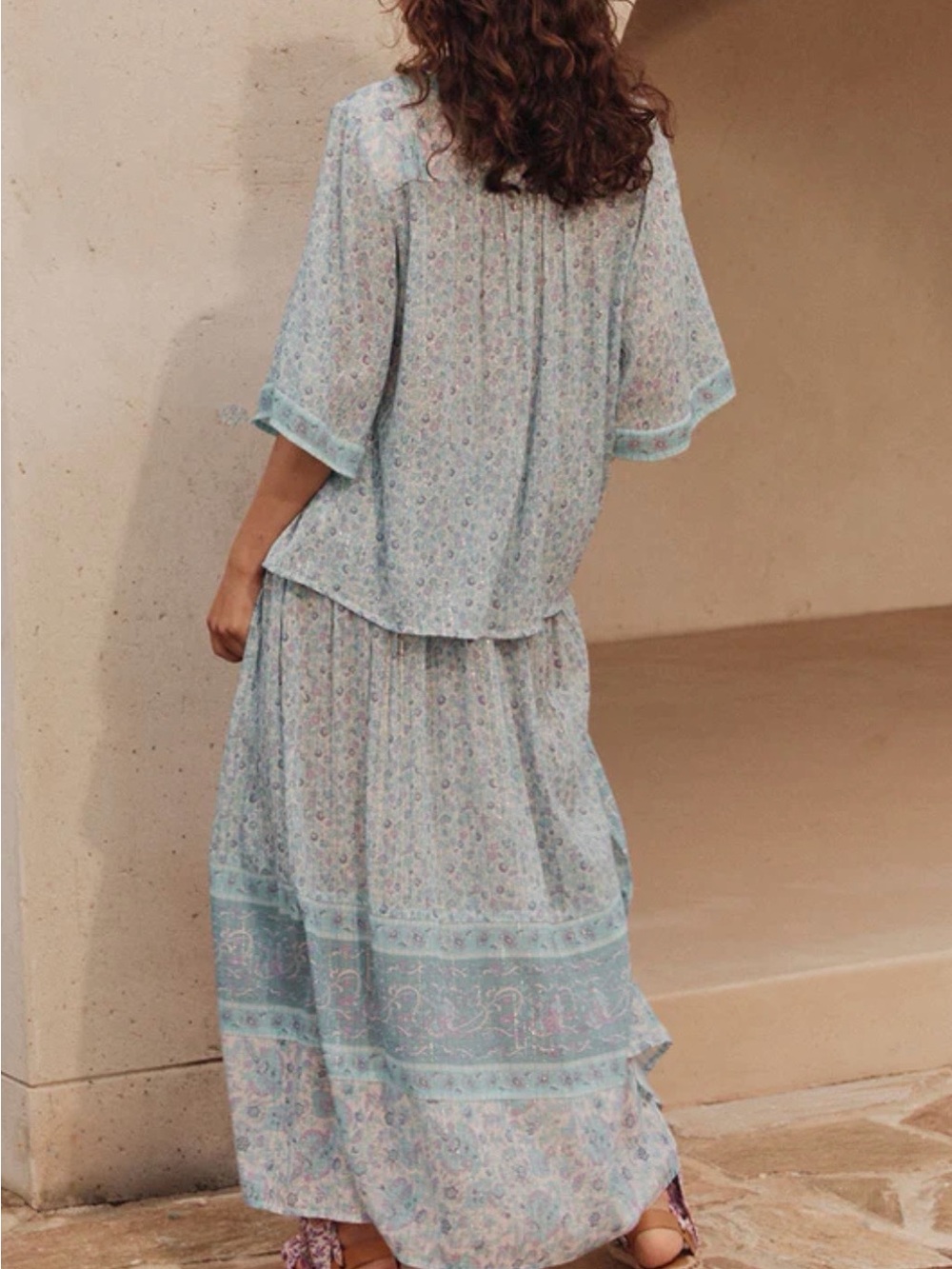 Spell Light Blue Floral Maxi Skirt - Picture 3 of 4